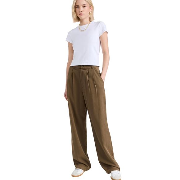 Reformation Mason Pleated 100% Tencel Lyocell-Twill Wide Leg Pants Size 4P - Picture 4 of 16